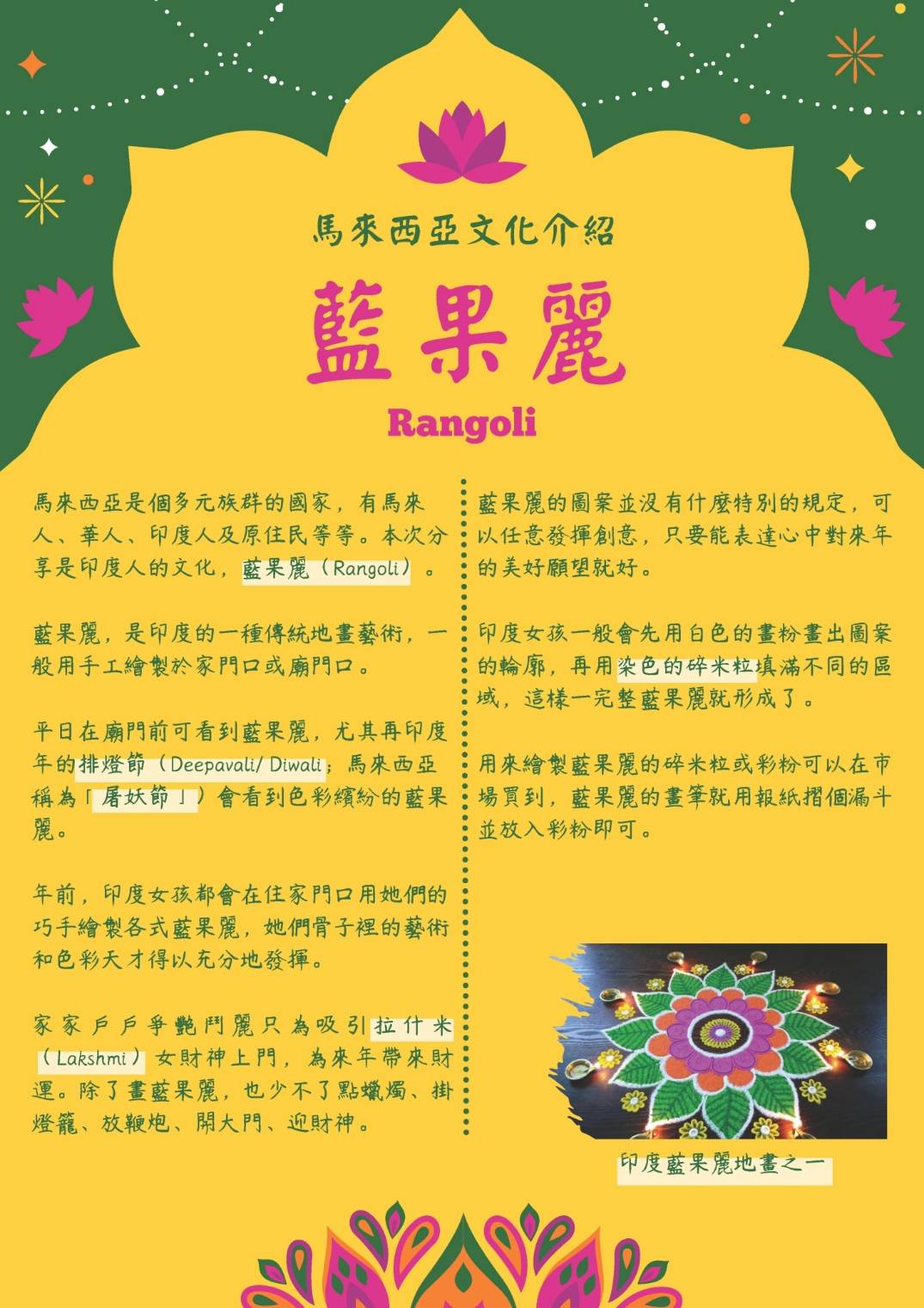 多元文化精彩豐富，聆聽印度藍果麗、印尼孔雀羽冠虎面獅的文化故事