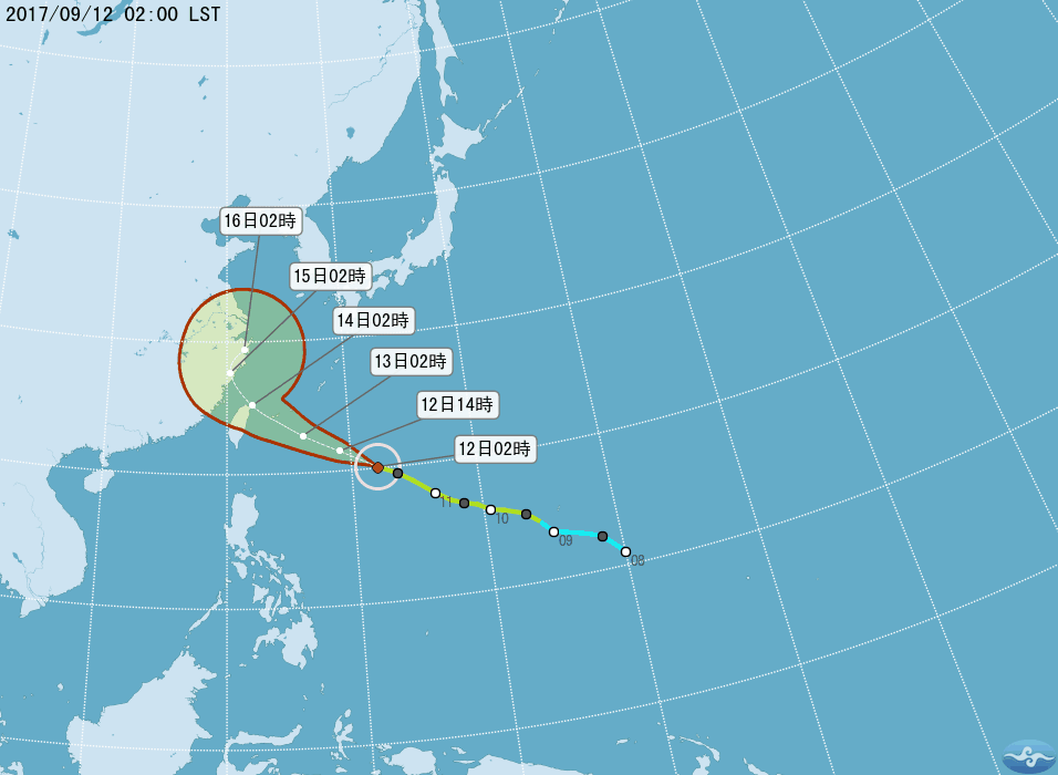 泰利颱風持續進逼台灣 白天多雲時晴