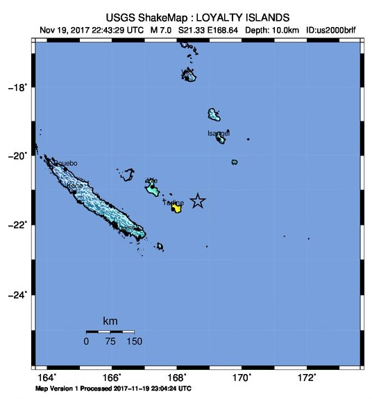 USGS：新喀里多尼亞附近7.0強震