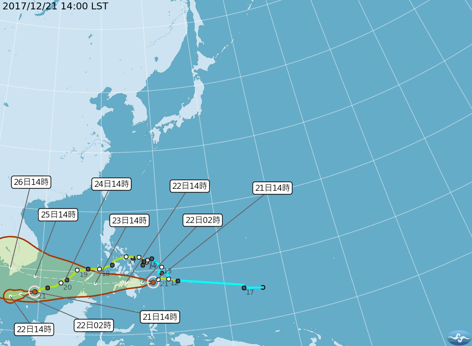 海上兩颱風  對台灣無影響