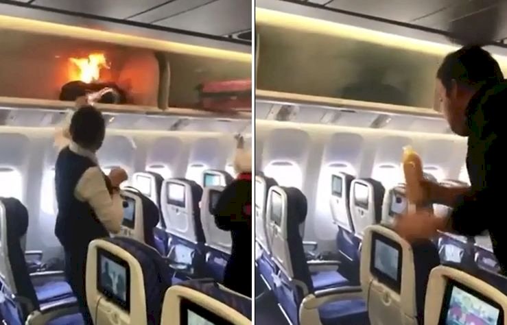 南航旅客攜行動電源起火 空姐扔水瓶滅火