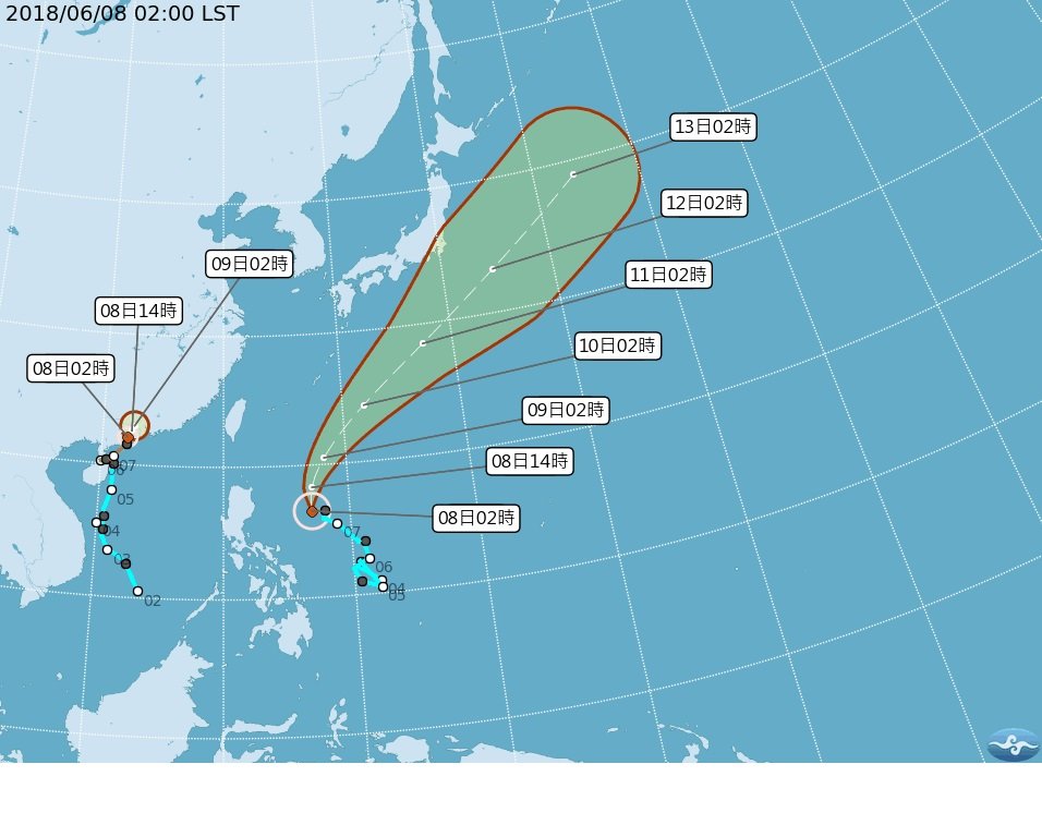 5號輕颱馬力斯形成 對台無直接影響