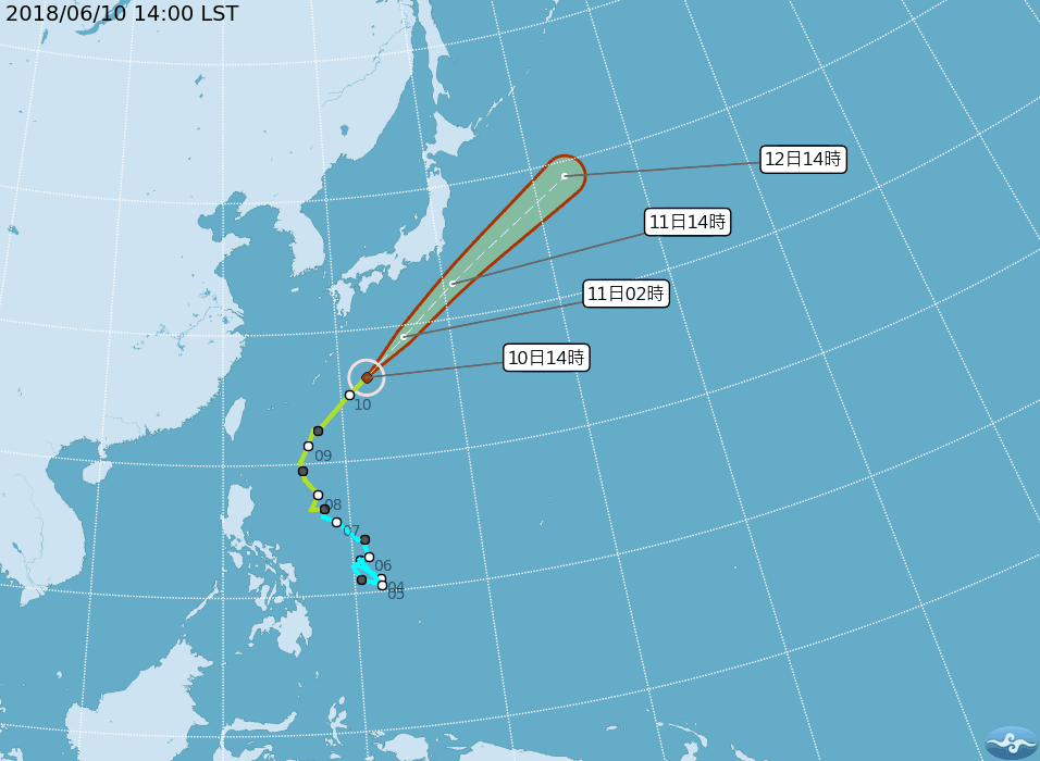 馬力斯變中颱 朝日本東方海面行進