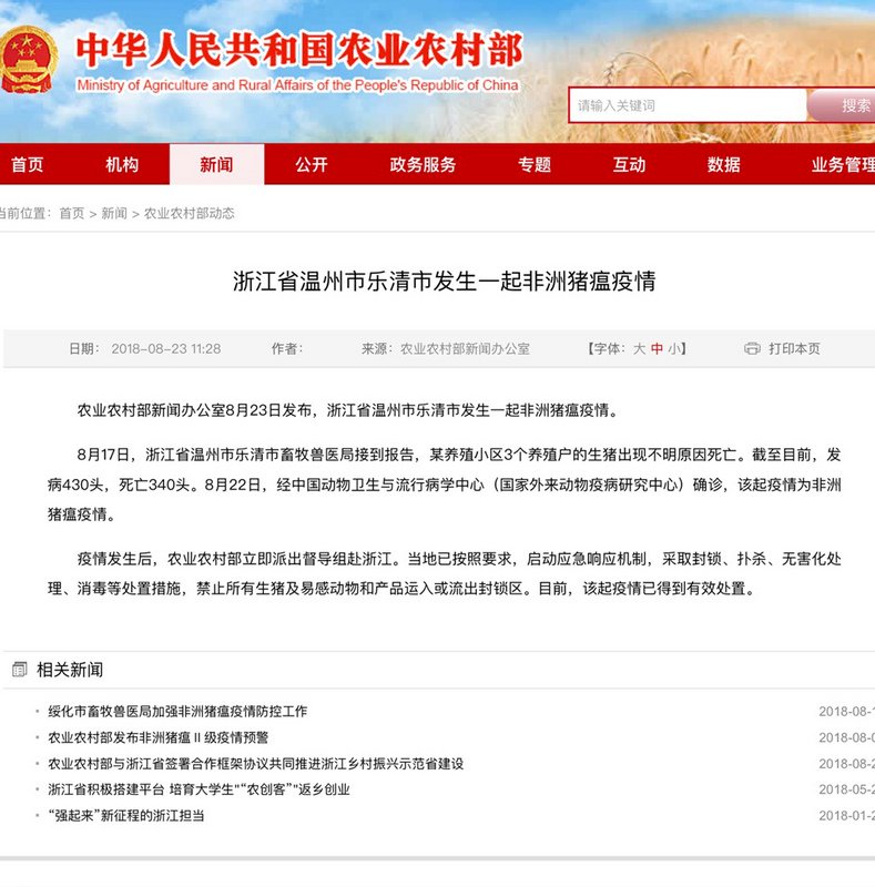非洲豬瘟進逼中國華南 金馬豬隻清查狀況無虞