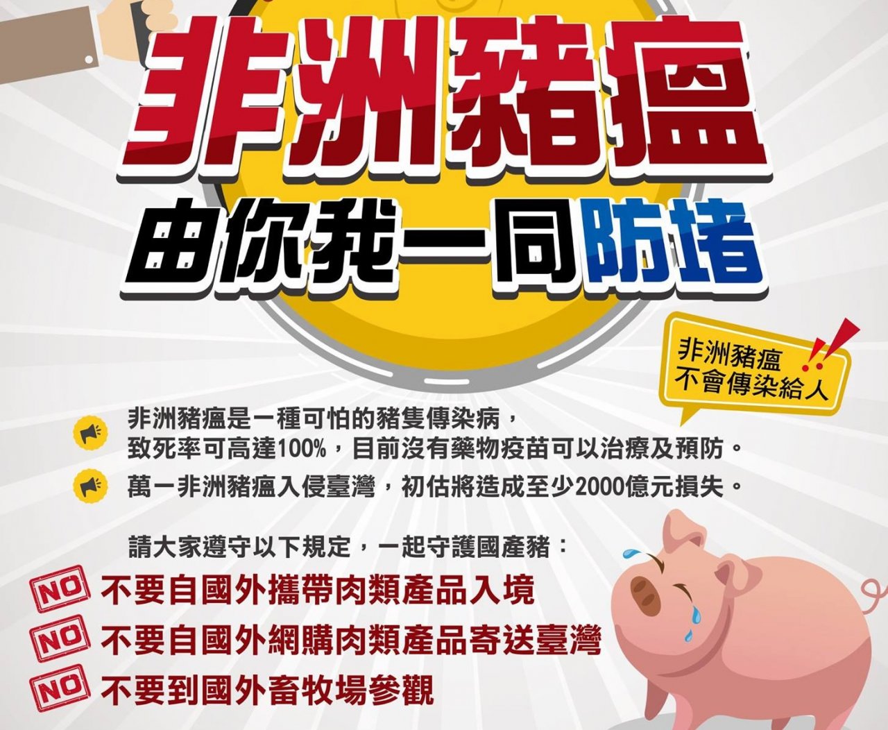 非洲豬瘟防疫 教部印海報向各校宣導
