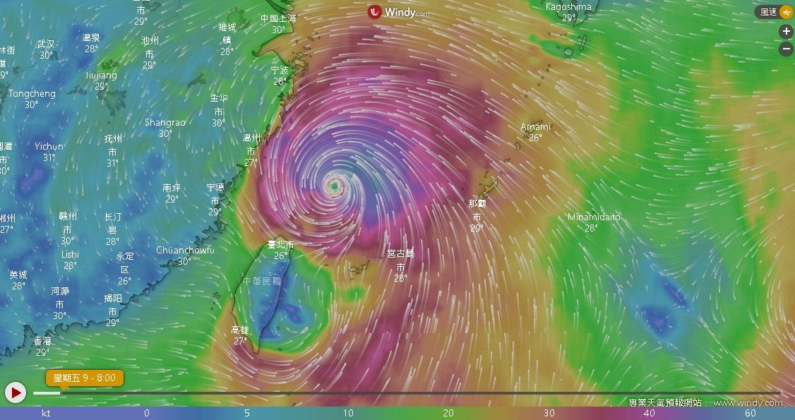 利奇馬颱風 (LEKIMA)氣流場動態分析。(圖：NCDR提供)