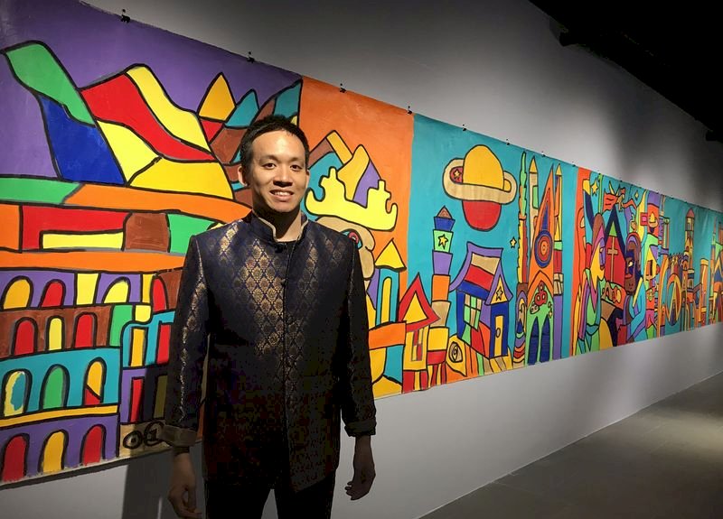 台灣天才畫家李柏毅的個展9月5日在曼谷登場，展期到10月底。李柏毅次此展覽的賣畫所得，將捐贈給泰國自閉症相關團體。(圖：中央社)