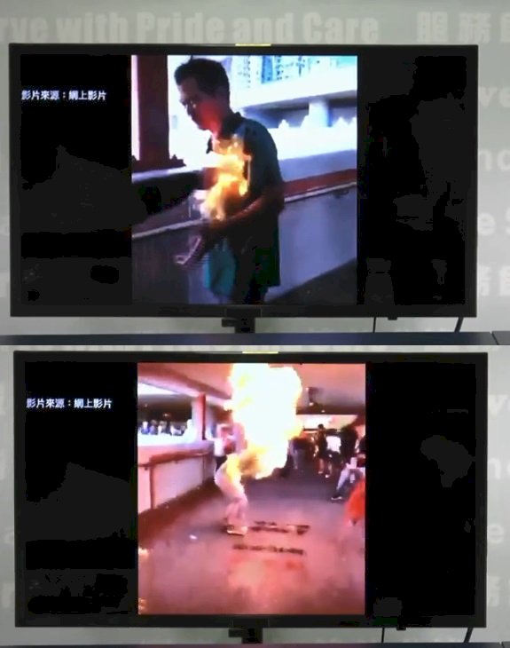 港警：與示威者激烈爭吵 男子竟遭點火焚身
