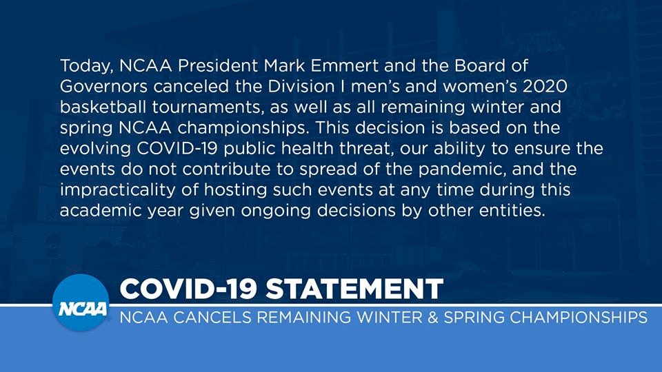 NCAA籃賽取消 球迷無緣3月瘋