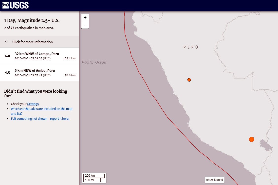 秘魯南部6.1強震 未傳災情
