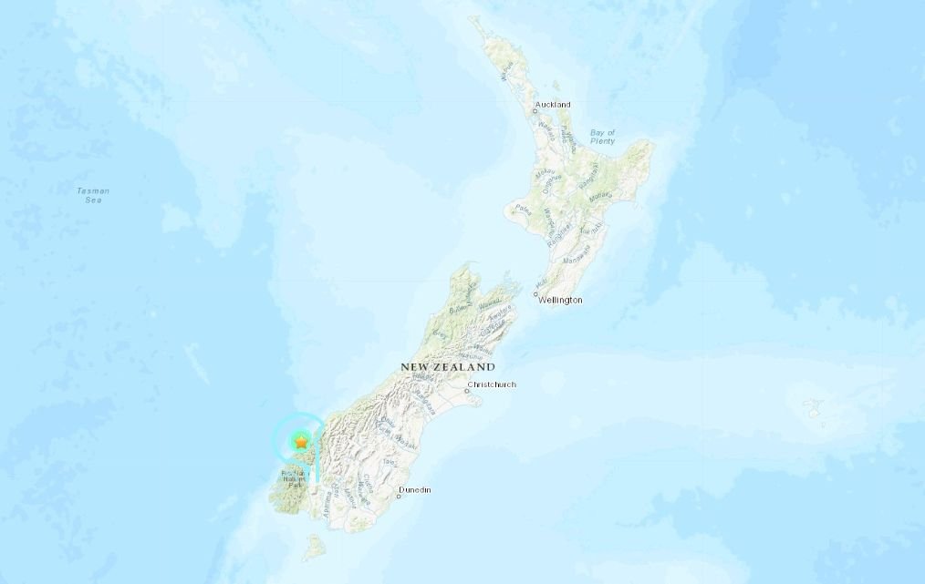 紐西蘭密爾福峽灣附近淺層地震 規模5.9