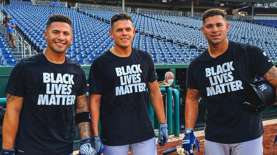 紐約洋基球員聲援「黑人的命也是命」(Black Lives Matter)反種族歧視運動。(推特)