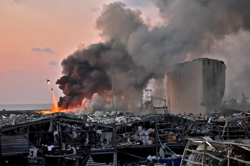 黎巴嫩首都貝魯特市中心附近4日發生大爆炸。 (AFP)