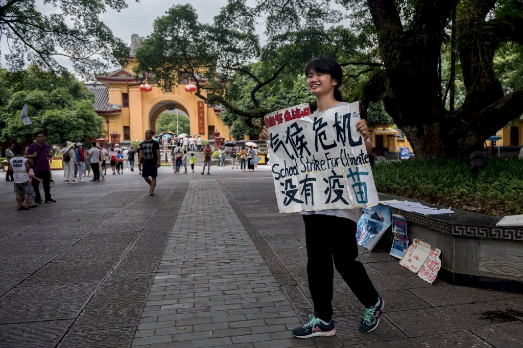 中國17歲環保小鬥士歐泓奕。 (AFP)