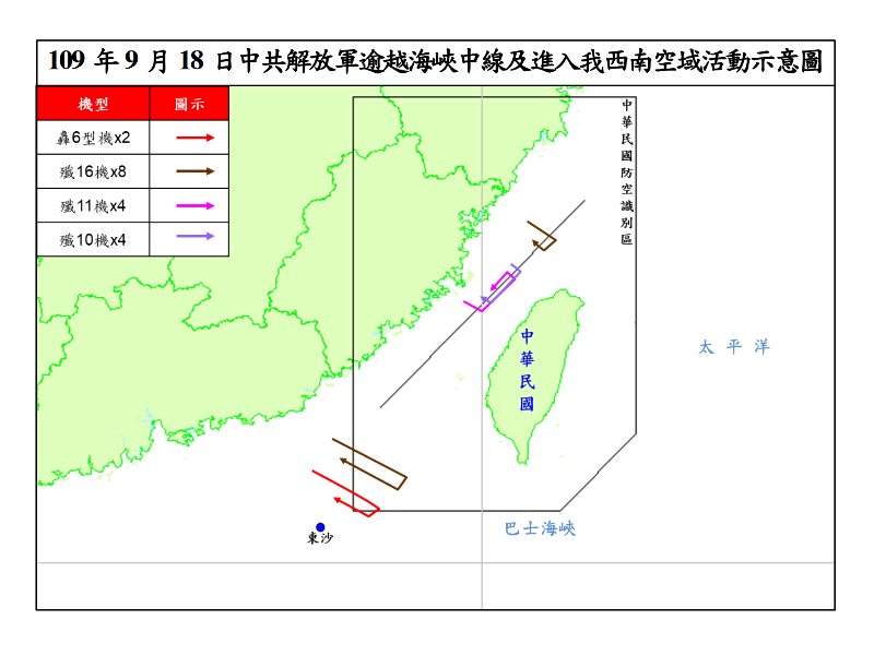 共機今逾越海峽中線 國軍緊急起飛驅離