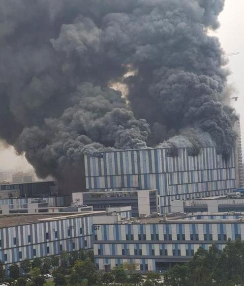 華為東莞建築物著火 無人傷亡