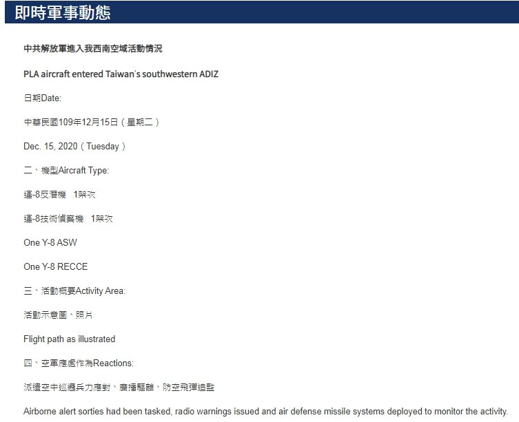 共軍2架慢速機擾台ADIZ 空軍兵力應對