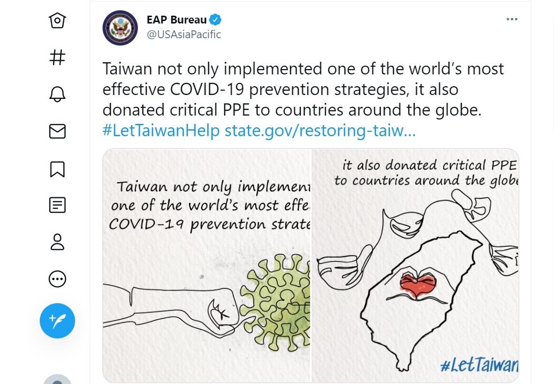 美國務院東亞局推文 力挺台灣參與WHA