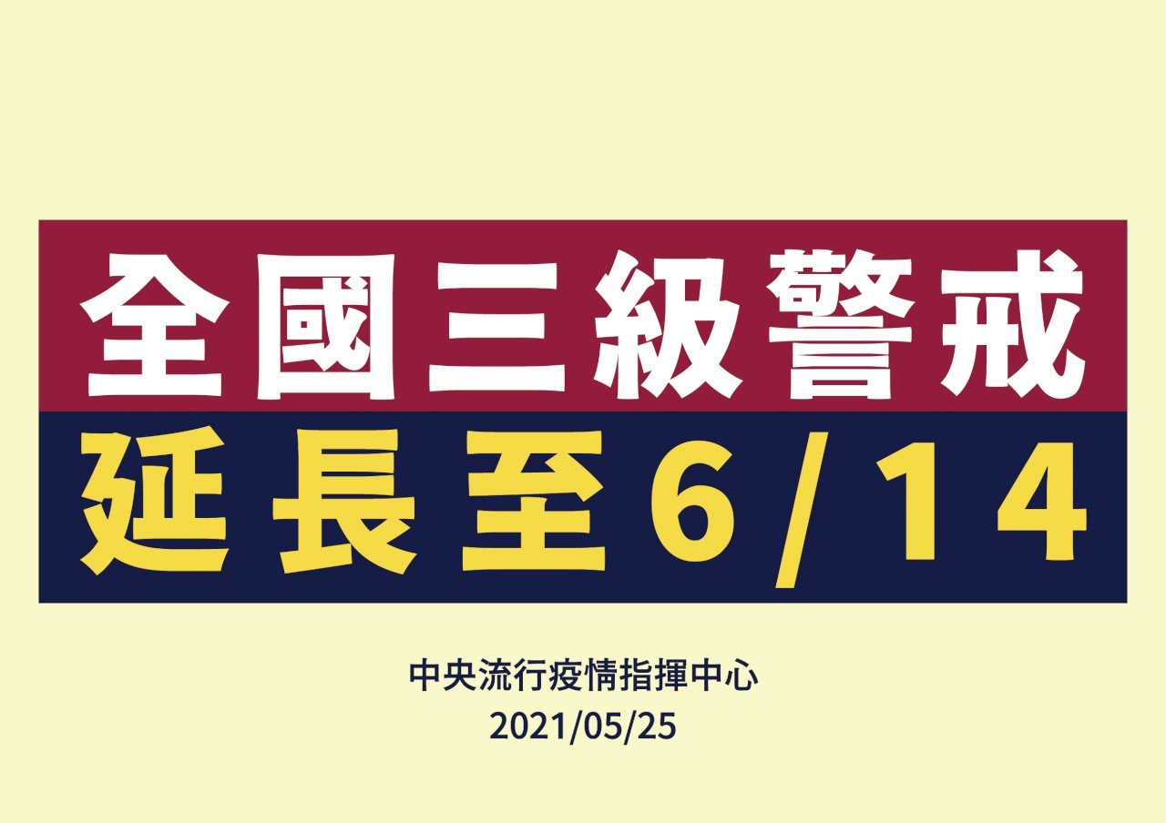 疫情未趨緩 全國三級警戒延至6/14
