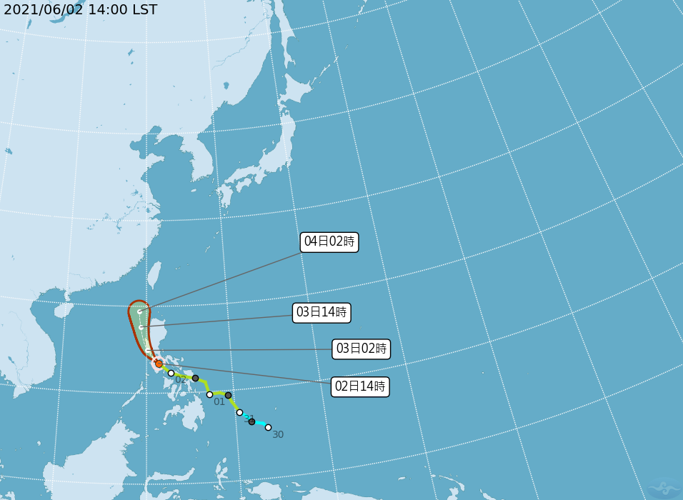 颱風彩雲北上4日帶來水氣 鋒面5日報到明顯降雨