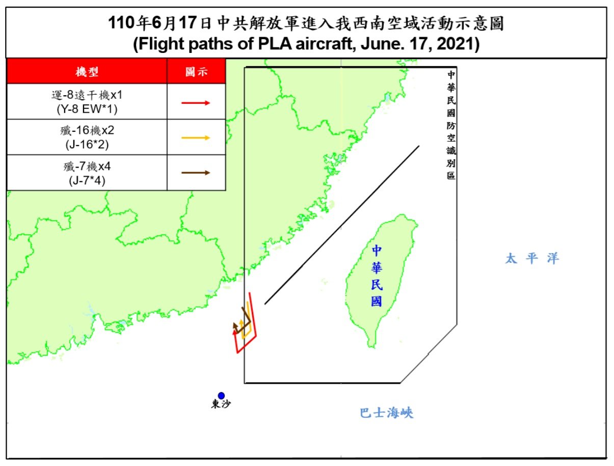 7架共機擾台灣西南ADIZ 空軍兵力應對