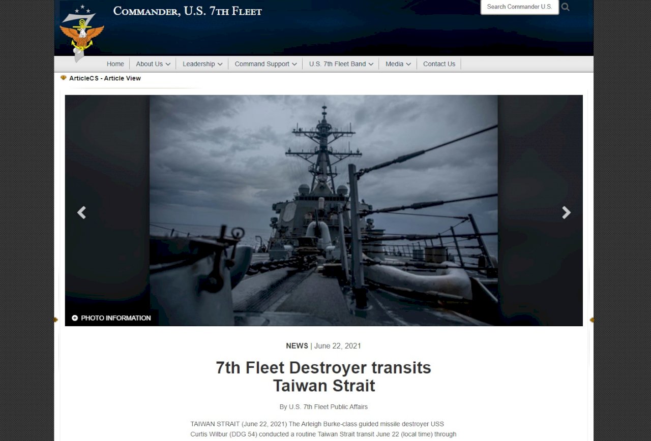時隔一個多月 美驅逐艦魏柏號再度通過台灣海峽