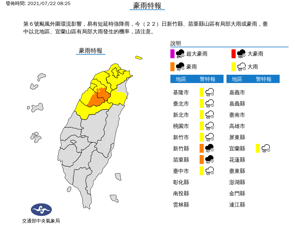 颱風烟花外圍環流影響 竹苗以北8縣市防豪雨大雨 新聞 Rti 中央廣播電臺