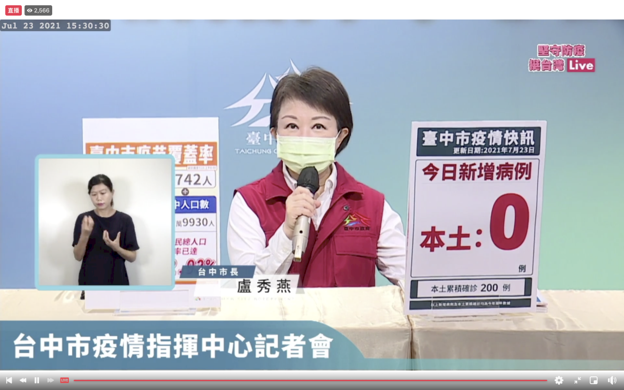 警戒降級台中強調防疫安全 盧秀燕:長照等四大系統10萬人復工復課