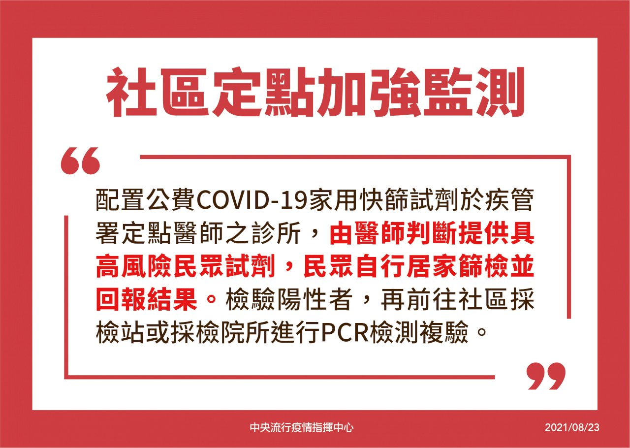 指揮中心啟動COVID-19加強監測方案 加強民眾快篩並調查5千人血清抗體