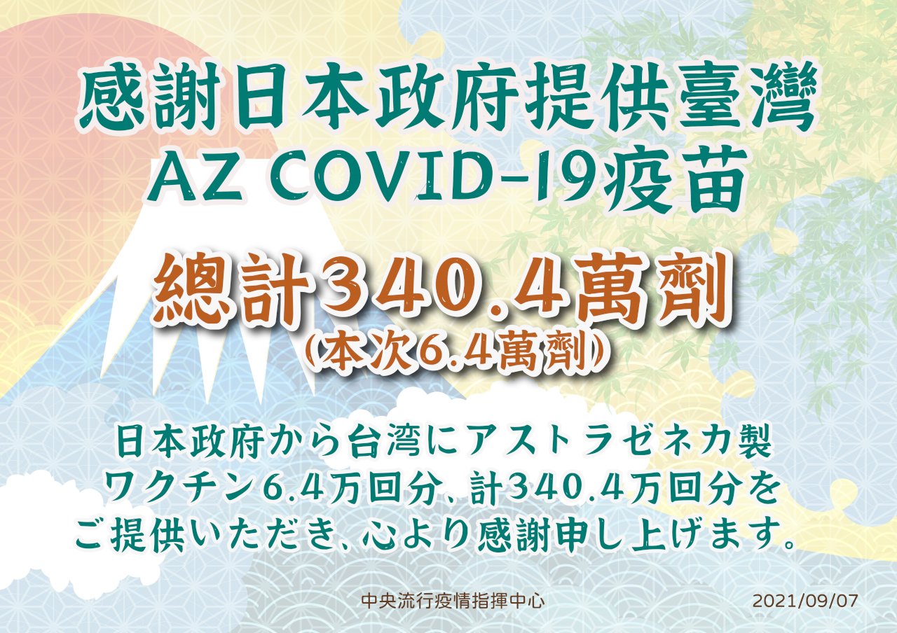 日再贈台6.4萬劑AZ今抵台 提供國人與在台日人接種