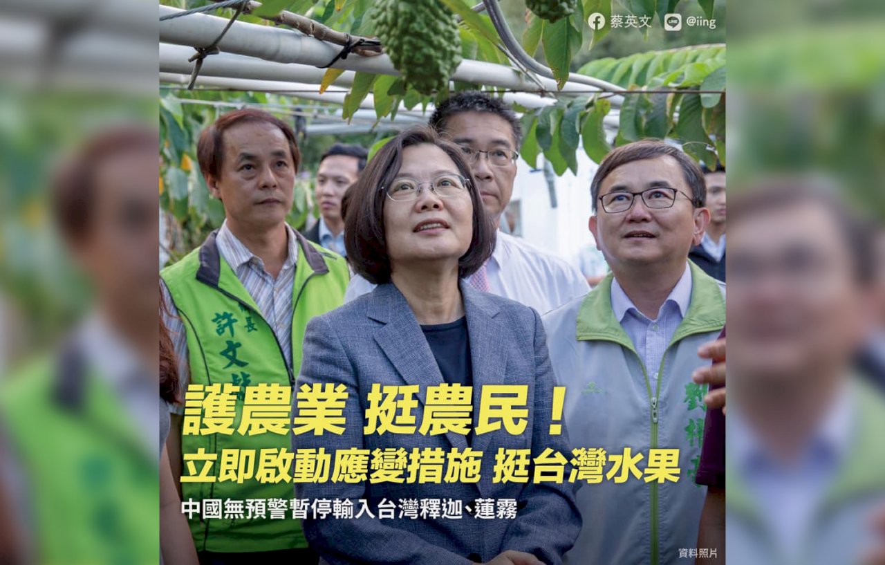 中國禁台釋迦蓮霧  總統：致力為農民討公道
