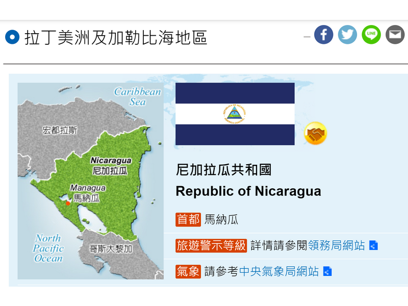 外交部：中國誘使尼加拉瓜與我斷交 公然挑釁民主世界