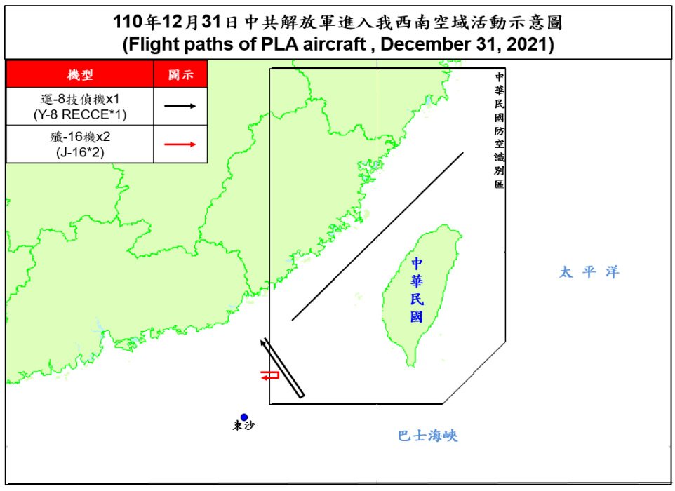2021最後一天3架共機擾台  空軍兵力應對