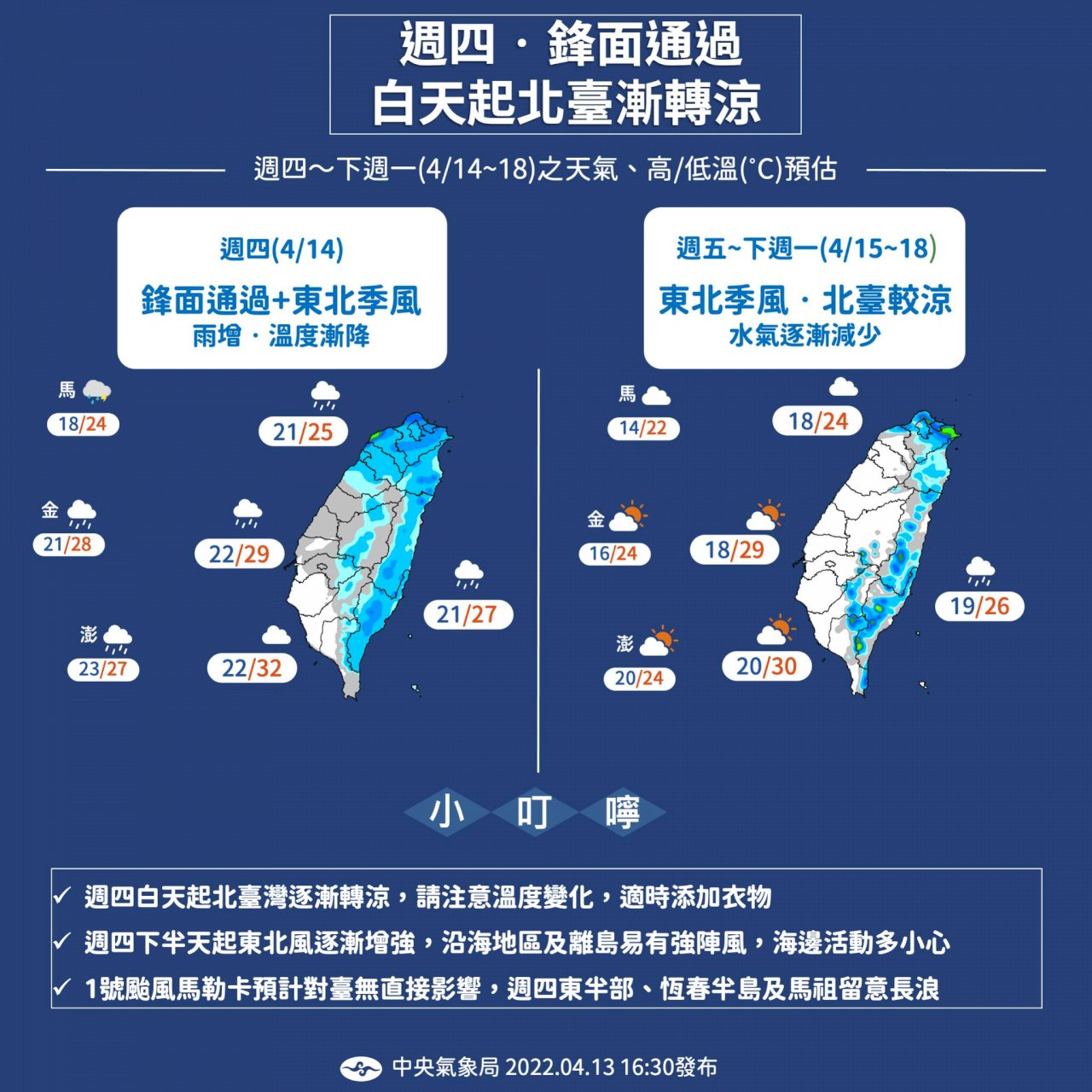 東北季風影響至19日 中部以北低溫探16度