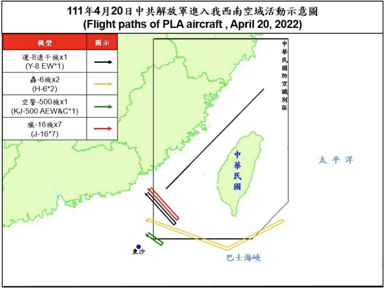11架共機擾台ADIZ 2架轟6深入東南空域