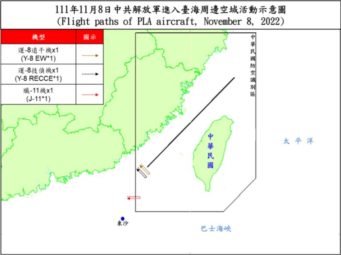 共機21架次擾台 3架次侵擾西南ADIZ