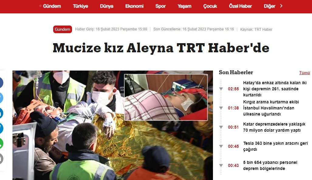 土耳其強震逾10天 2女性奇蹟獲救