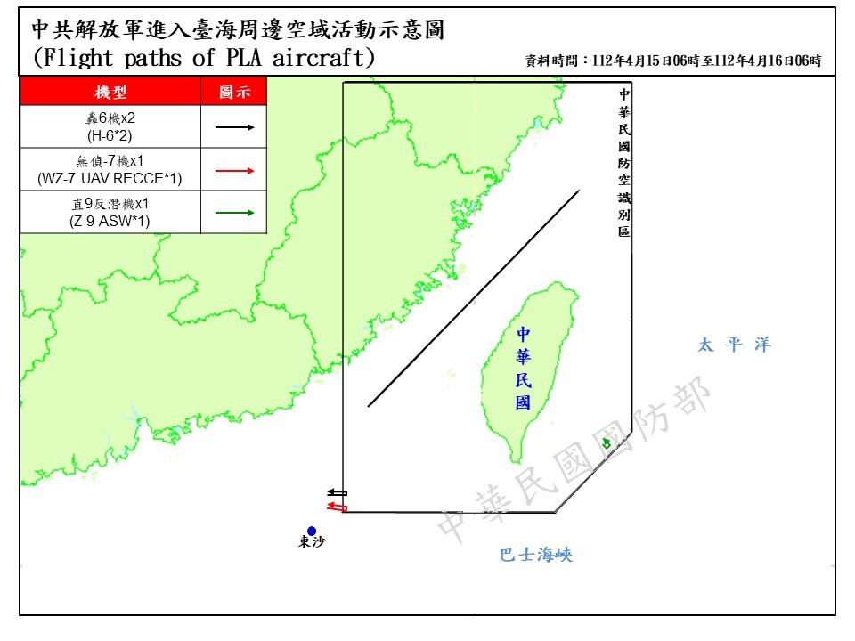 偵獲15架次共機 4架次擾西南及東南空域