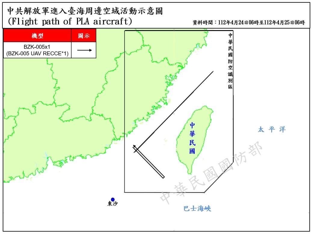 偵獲9架次共機 其中1架無人機侵擾西南空域