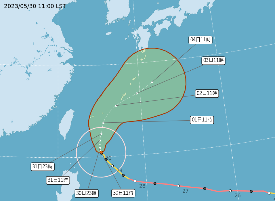 中颱瑪娃強度稍減 進逼東北部海域