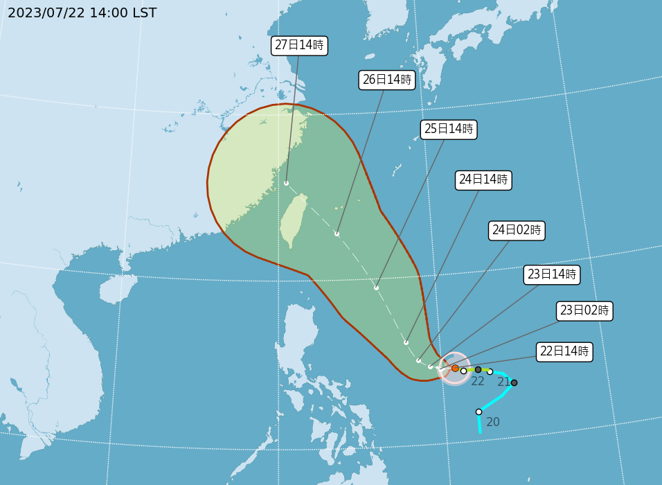 颱風杜蘇芮路徑北調  最快25日擬同發海陸警