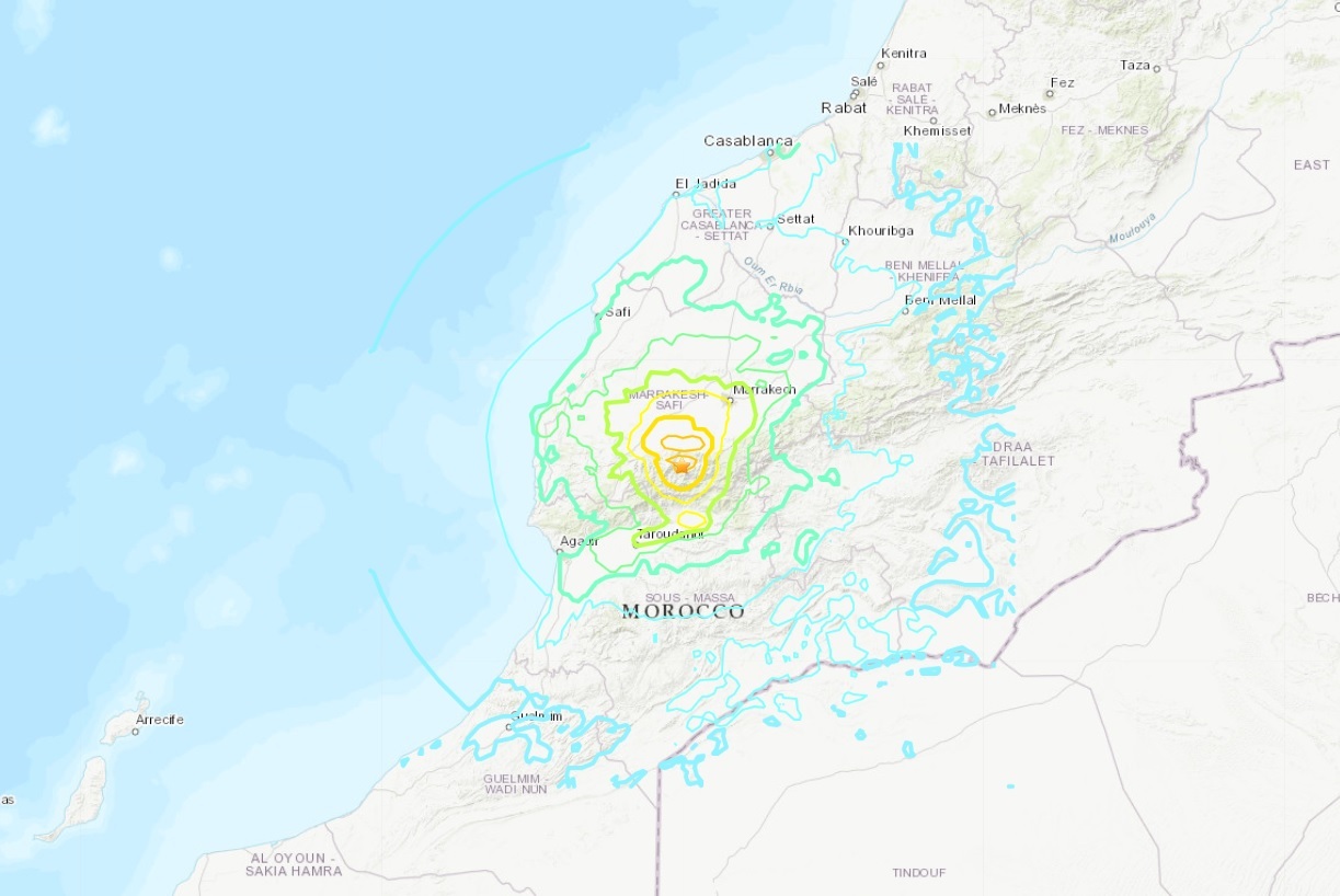 摩洛哥馬拉喀什市西南方 發生規模6.8強震