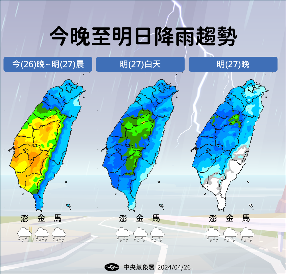 閃電列車過境南台灣 明晚到周日北移 中部以北防雨彈
