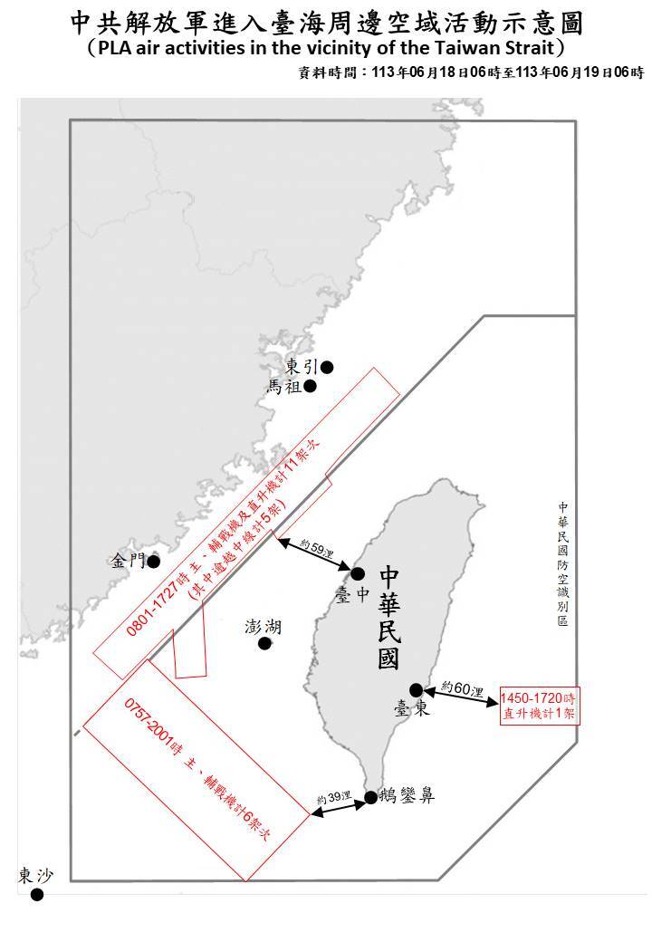共機12架次越中線  部分距台中59浬