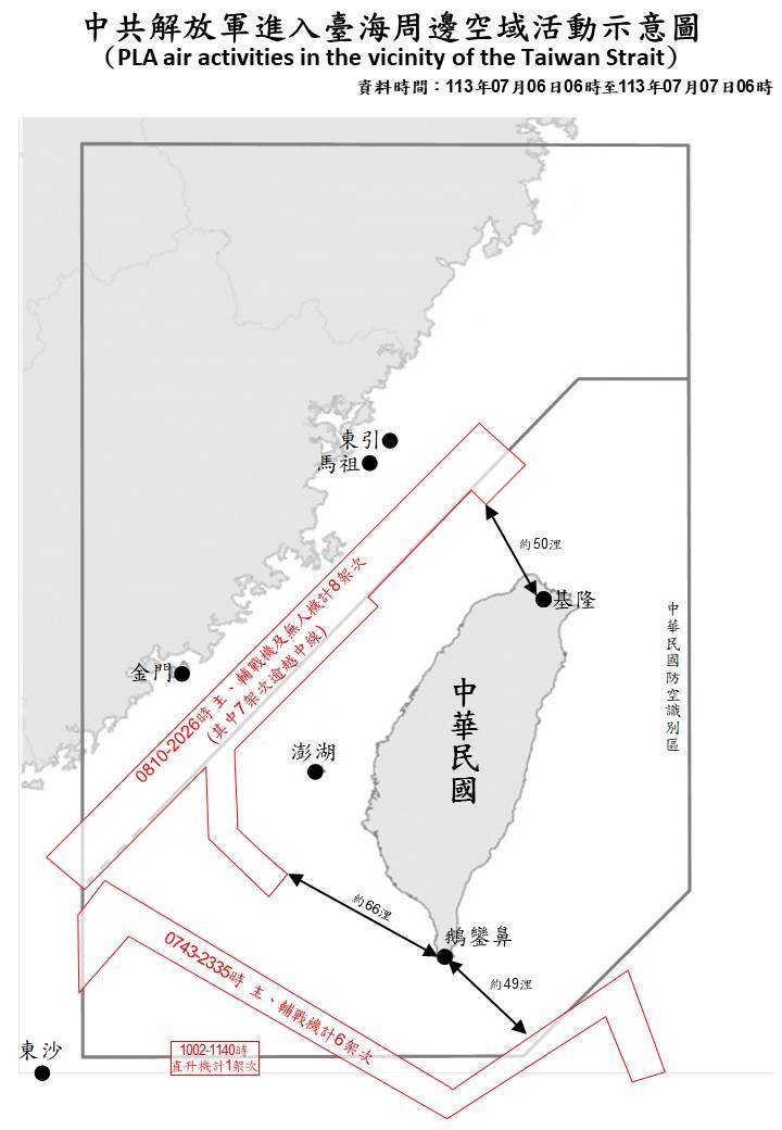 14架次共機侵擾台灣空域 國軍嚴密監控