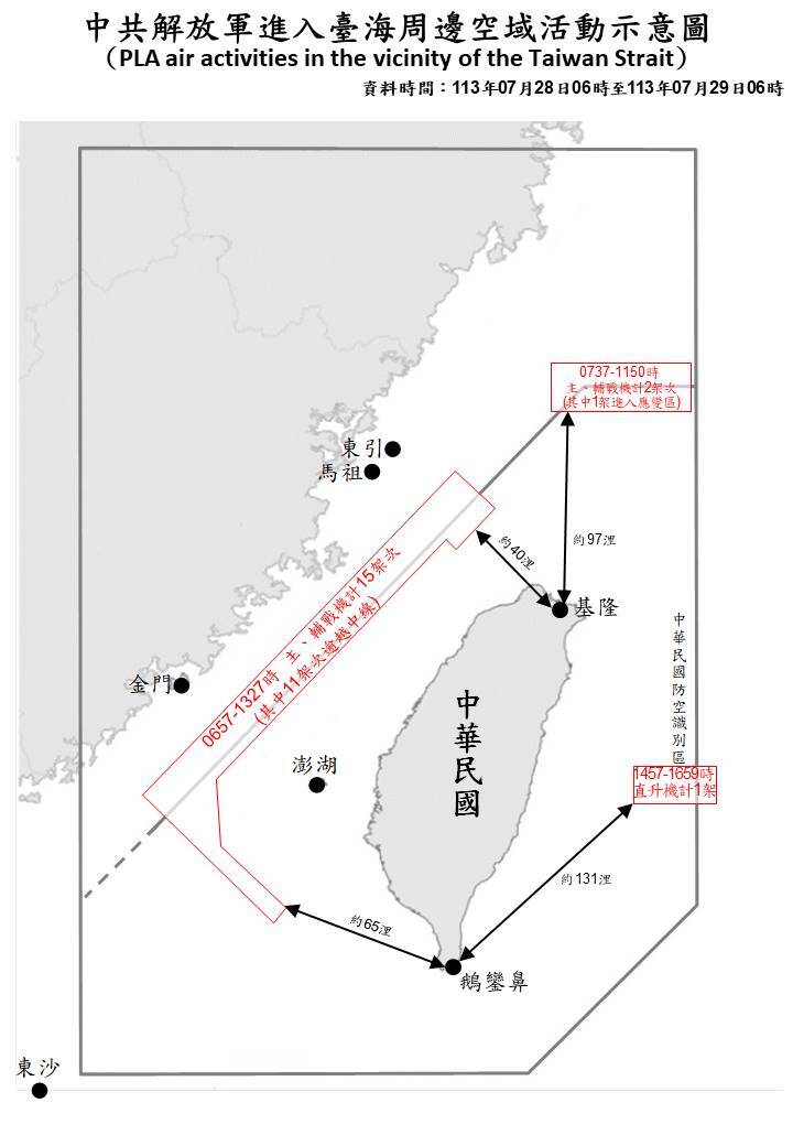 13架次共機越中線 最近距基隆40浬
