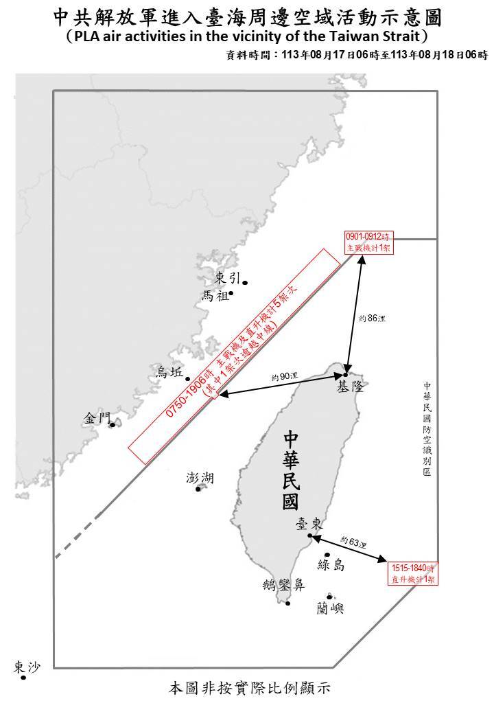 3架次共機越海峽中線 15艘次共艦台海周邊活動