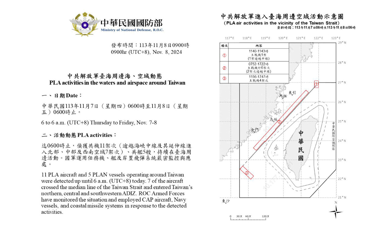 16共軍機艦台海周邊活動  國軍嚴密監控