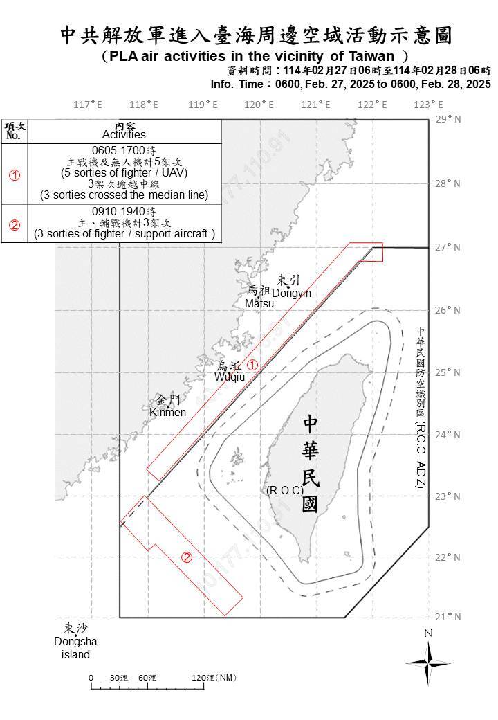 共軍17機艦船台海周邊活動 國軍嚴密監控