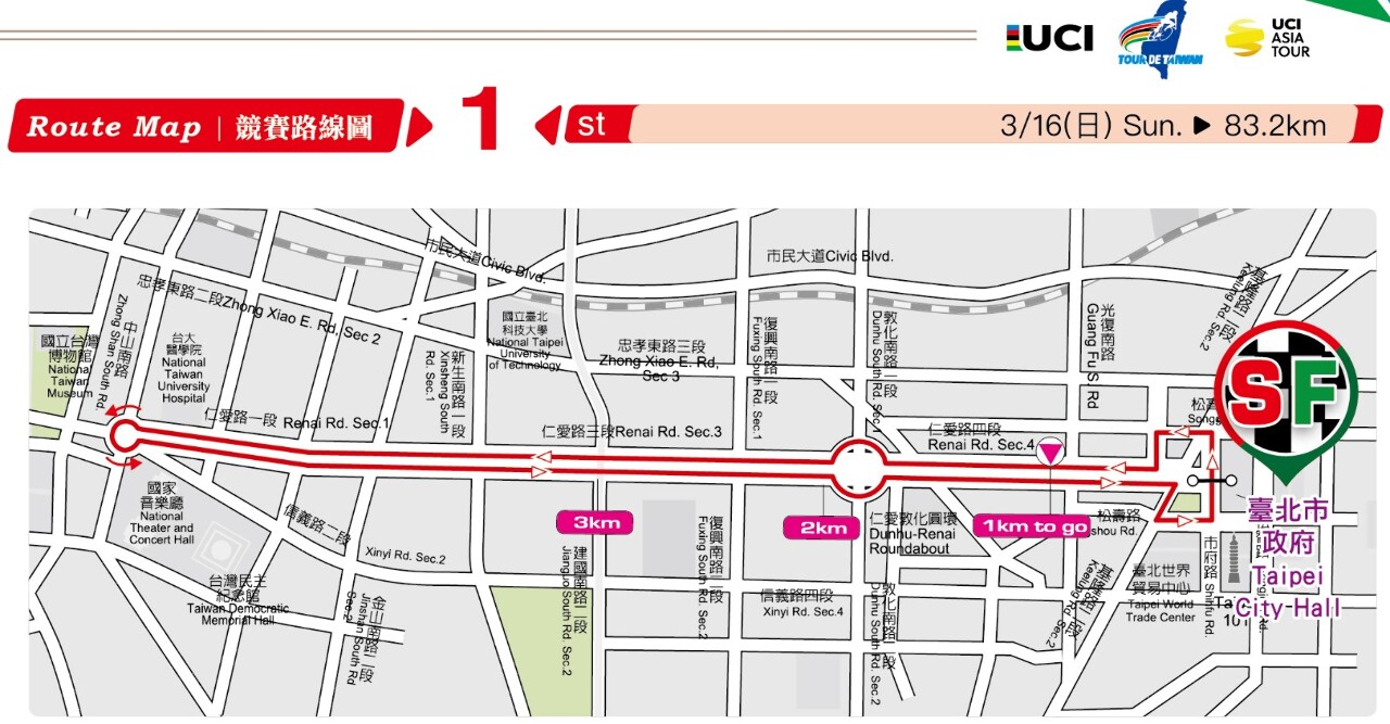 自由車環台賽台北站16日登場     仁愛路沿線管制